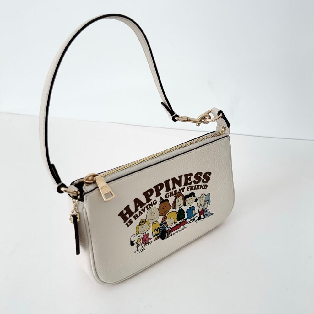 Coach x Peanuts Nolita 19 Leather Mini Shoulder Bag Gold/Chalk Multi CBM76 - Picture 5 of 16